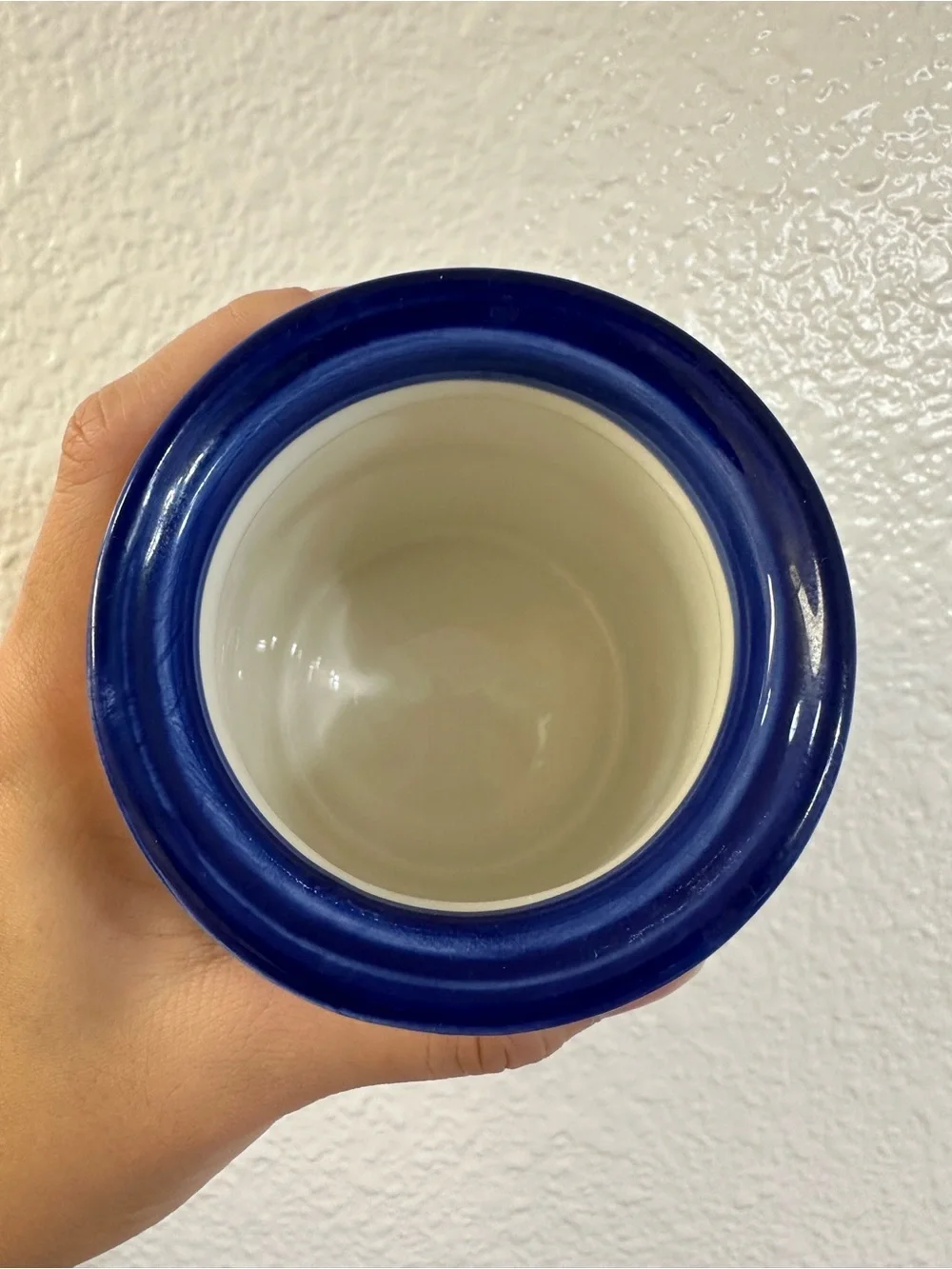 Hand-Painted Blue Floral Ceramic Canister with Lid